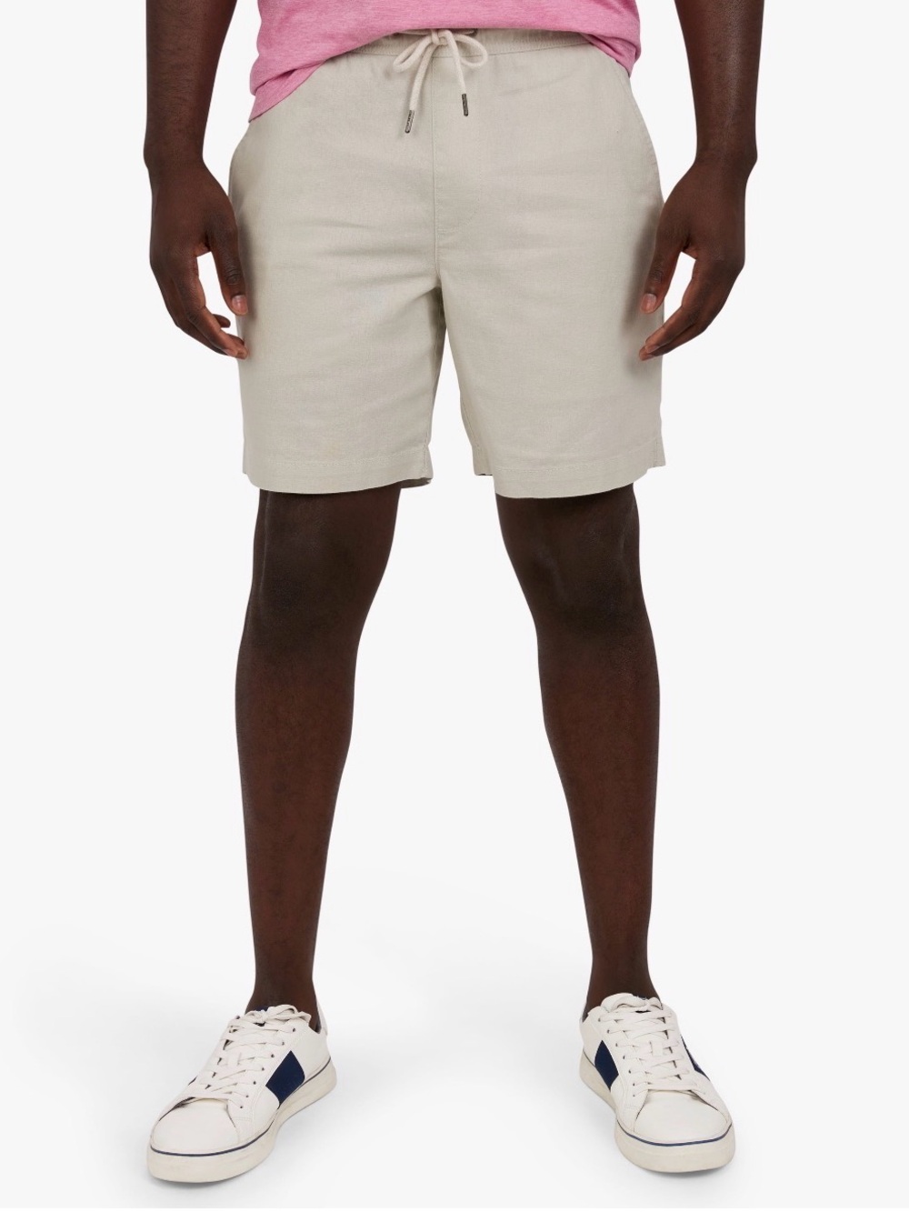Chaps Mens S Linen Blend Pull-On Shorts Khaki 7” Inseam Drawstring
